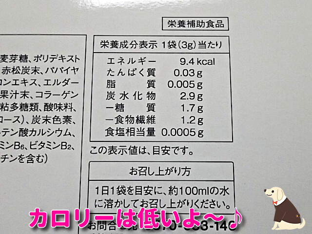 魔女のごほう美 栄養成分表示